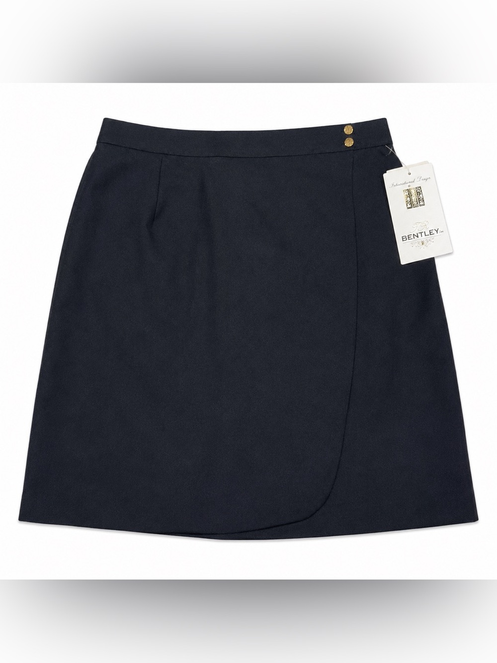 Vintage Bentley Black Wrap-Front Mini Skirt
